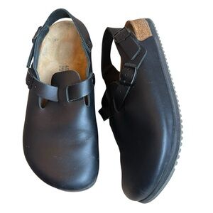 Birkenstock Black Leather Tokio Super Grip Mules